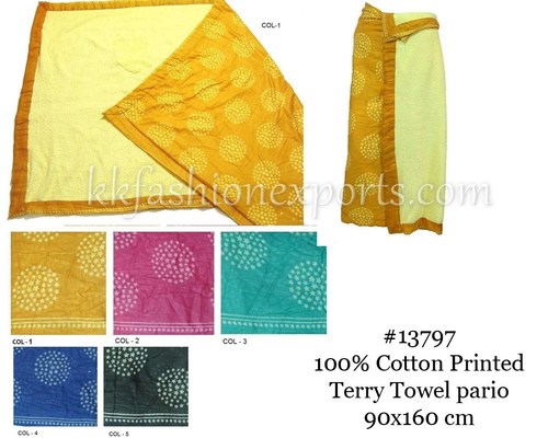 Cotton Printed Towel Pario - 100% Cotton, 90x160 cm, Yellow | Absorbent, Comfortable, Durable, Soft, Stylish, Floral Print, Terry Weave