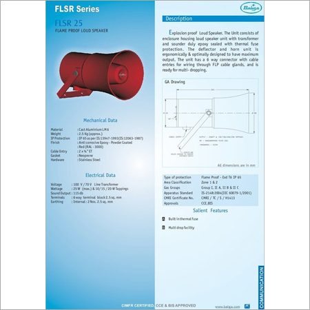 Flame Proof Loud Speekar
