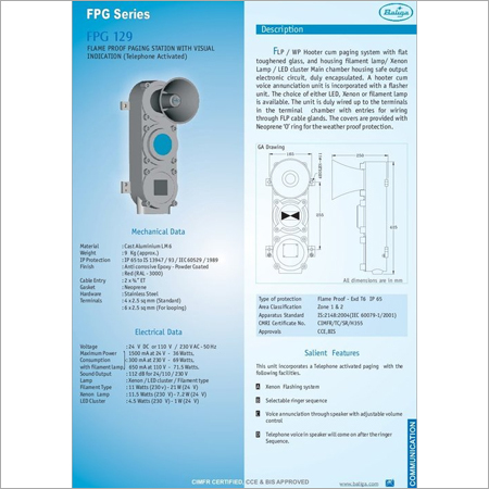 Flame Proof Paging Station With Visiual Indication