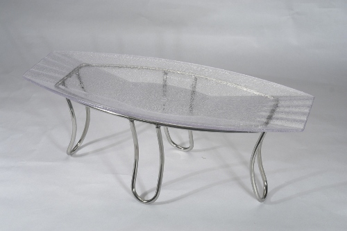 Square Platter - Glass & Metal, 12x6x4 Inches, Clear | Durable Material, Easy Cleaning, Elegant Design, Stylish Serving, Versatile Use