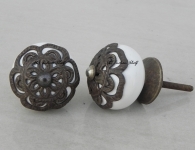 White Strewn Ceramic knob