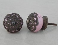 Pink strewn ceramic knob