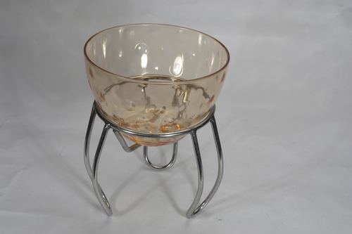 Bubble Bowl - Glass & Metal, 6x4x4 inches, Amber Color | Durable Material, Easy Cleaning, Elegant Design, Stable Base, Versatile Use