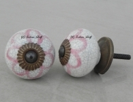 Pink Sunflower Crackle Knob