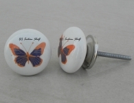 Blue Butterfly Ceramic Knob