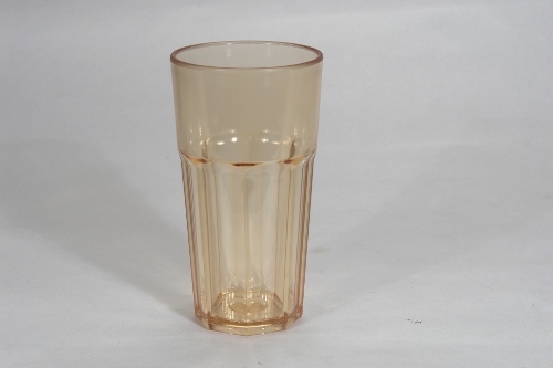 Glass - Plastic, 300ml, 10x10x15 cm, Amber Color, Cylindrical Shape | Embossed Design, Break Resistant, Lightweight, Stylish, Easy to Clean
