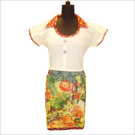 Multi color cotton Printed Kurti Cream Jacket