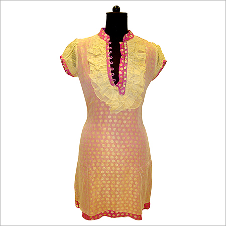 Pink color designer georgette kurti zari work