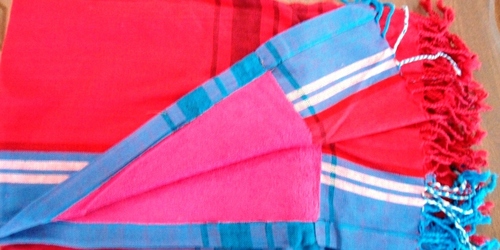 Kikoy Towel - 100% Cotton, Variable Size, Red | High Absorbency, Beautifully Designed, Lightweight, Soft Fabric for Beach and Bath Use