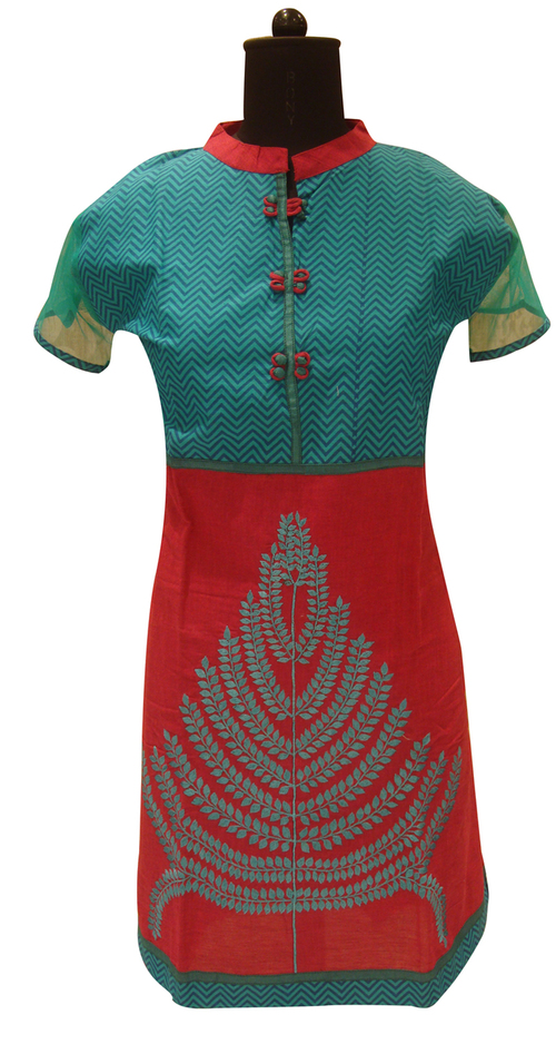 Maroon color designer cotton kurti resham work