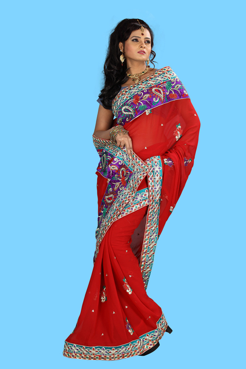 India Designer Printed Saree