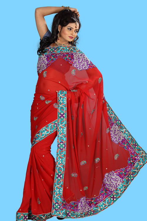 India Designer Printed Sari