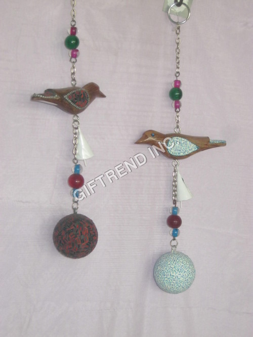 Wooden Bird with Mosaic Ball