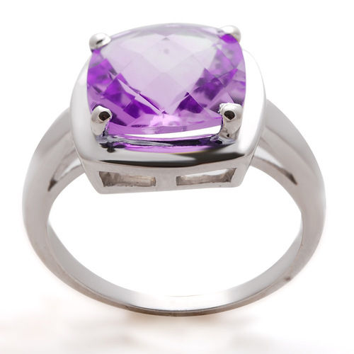 Amethyst Silver Ring,Cushion Shape Stone Birthstone Ring,Birthstone Ring Jewelry Gender: Women