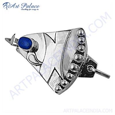 925 Silver Natural Lapis Lazuli Gemstone Brooch