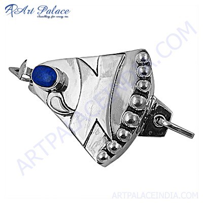 925 Silver Natural Lapis Lazuli Gemstone Brooch