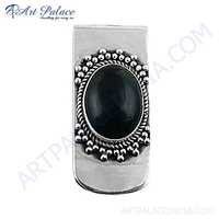 Royal Style Black Onyx Gemstone Silver Wedding Brooch 