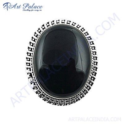 HOT Luxury Black Onyx Gemstone Silver Brooch 