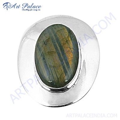 High Quality Labradorite Gemstone Silver Brooch 