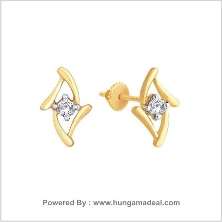 SANGINI DIAMOND EARRING IDE00058SI-JK - 18KT Yellow Gold, 11.56mm Height, 7.16mm Width | SI-JK Diamonds, 0.13 Ct, Elegant Design
