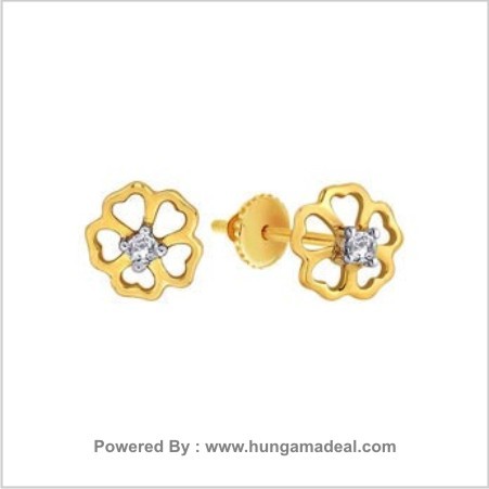 ASMI Diamond Earring ADE00525VVS-GH - 18KT Gold 7x7 mm Yellow VVS-GH Diamonds | Elegant Design 0.04 Ct Diamond Weight