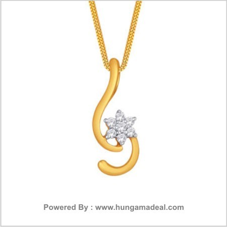 G DIVAS DIAMOND PENDANT GIP00016VVS-GH - 18KT Yellow Gold, 15.2mm x 4.32mm, VVS-GH Diamonds 0.06 Ct, 7 Diamonds, Elegant Design