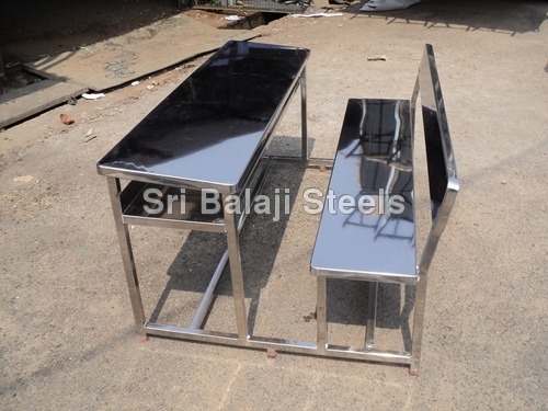 Attached Stainless Steel Desk Benches