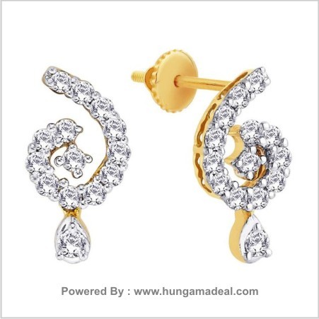 DIYA Diamond Earring YDE00129 - 18KT Yellow Gold, 9.5x6.08 mm, 0.3 Ct SI-GH Diamonds | 28 Prong Set Diamonds, Elegant Design