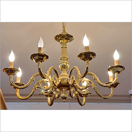 Brass Chandelier - Six Arm, Variable Dimensions | Elegant Design, Eye-catching Look, Flickering Shine, Mirror Finish, Cost-Effective