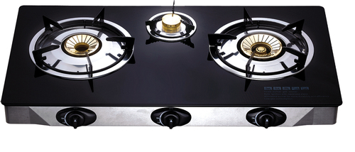 3 Burner Gas Stove With Glass Cooktop