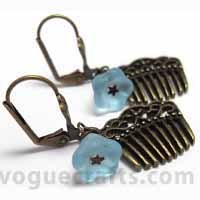 Earings - Metal, Glass 2x1 cm, Bronze | Elegant Design, Lightweight, Durable, Dangle Style