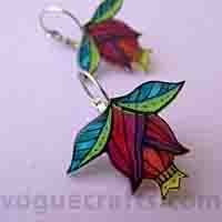 Earrings - Resin & Silver, 2x1 cm, Red | Hook Closure, Floral Design, Lightweight, Durable, Versatile Style