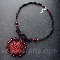 Necklace - Wood Beads, 45cm, Red | Elegant Design, Lobster Clasp, Sophisticated Look