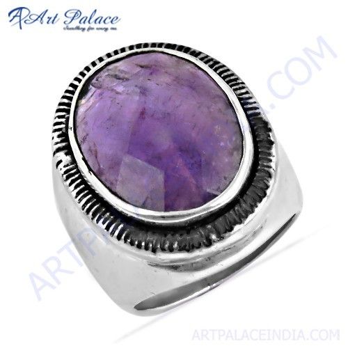 Luxurious Affrican Amethyst Gemstone Silver Ring