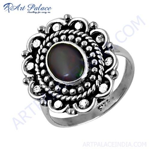 Feminine Unique Designer Opal Gemstone Silver Rings