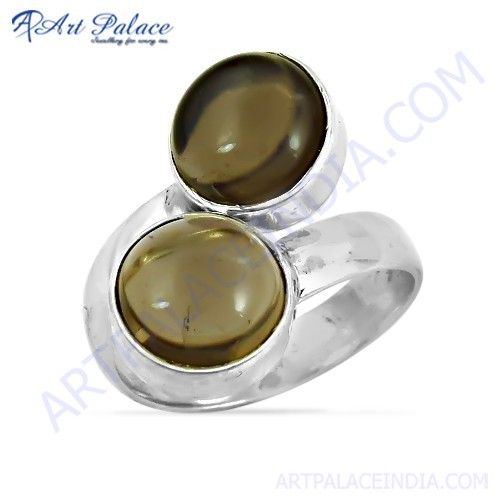 Ingenious Bypass Gemstone Silver Rings With Smokey Quartz