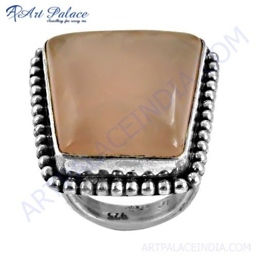 Vintage Gemstone Silver Ring With Rose Quartz