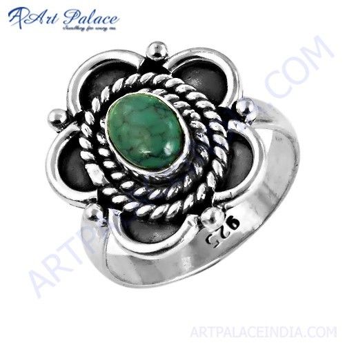 Precious Antique Designer Turquoise Gemstone Silver Ring
