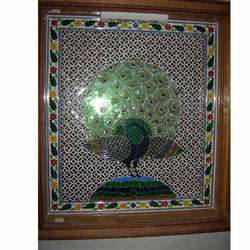 Color Glass Peacock Panel