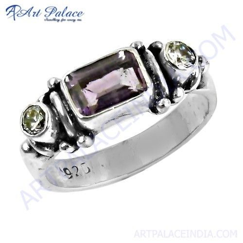 Lastest Luxury Amethyst & Cubic Zirconia Gemstone Silver Ring