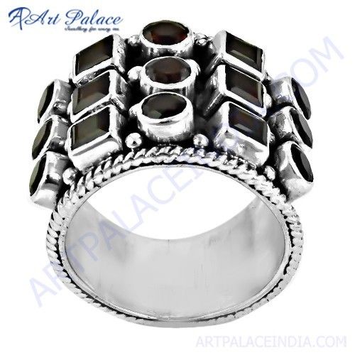 Hot Dazzling Garnet Gemstone Sterling Silver Ring