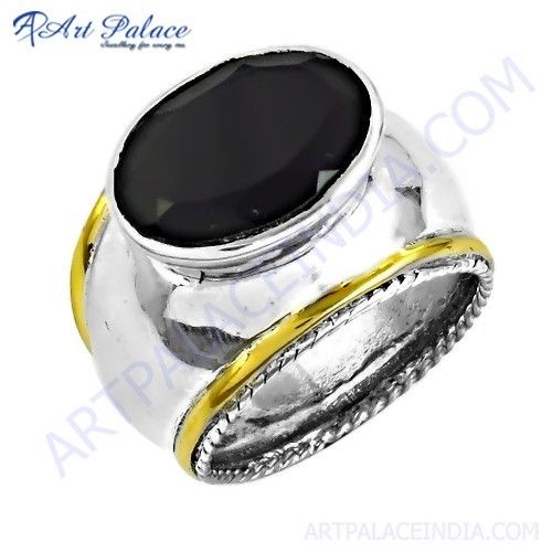 Antique Style Black Onyx Gemstone Silver Ring