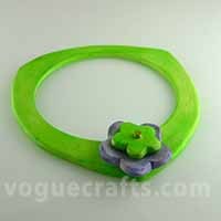 Trendy Bangles - Polymer Clay 7x5 cm Lime Green, Floral Accent, Glossy Finish, Stylish Durable Accessory