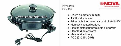 Pizza Pan - Glass & Metal, 28cm Diameter, 1100 Watts | Adjustable Temp 80-140Â°C, Durable Design, Easy Cleaning, Non-Stick Surface, Power Efficient