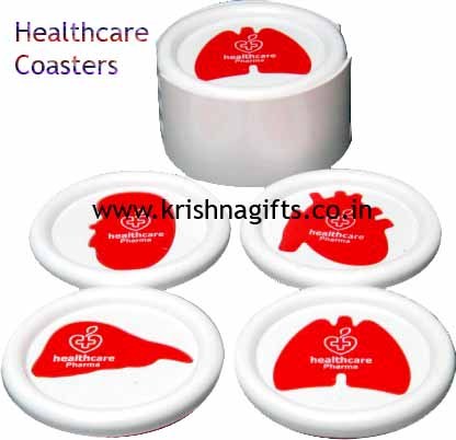 Coasters - Stone, 4 Inch Diameter, 0.25 Inch Thick | Absorbent, Durable, Stylish, Protective, Customizable, Unique Medical Organ Design, Set of 4