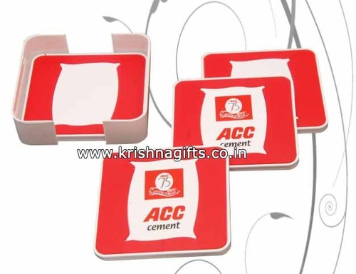 Coasters - Rubber 4x4 Inches, Red | Durable, Heat Resistant, Easy Cleaning, Surface Protection, Set of 4