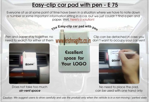 Clip Car Pad with Pen