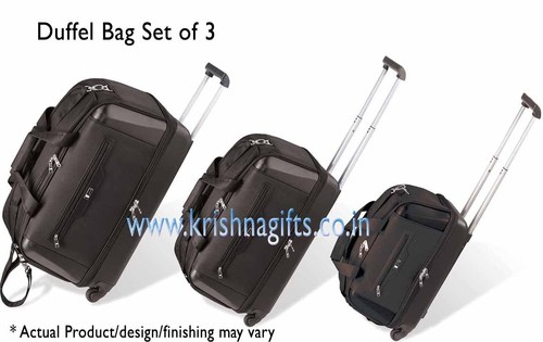 Duffel Bag Set - Polyester, Varying Sizes, Black | Durable Material, Rolling Wheels, Retractable Handles, Spacious Interior