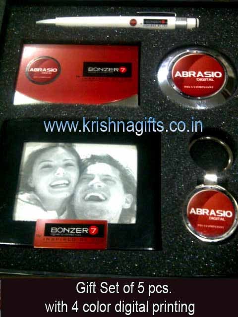 Gift Set - Metal and Paper, Red, Five Pieces | Customizable, Elegant Design, Digital Printing, Box Packaging