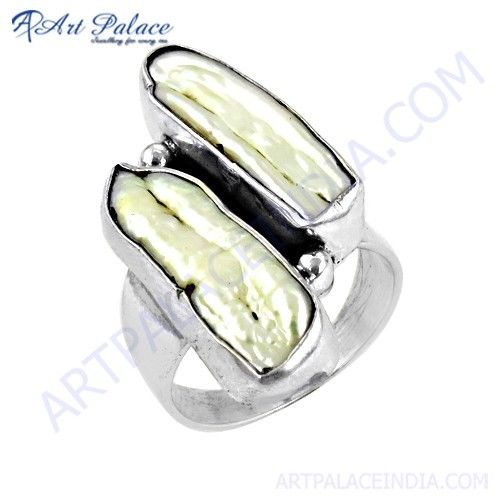 Newest Natural Pearl Gemstone Silver Ring